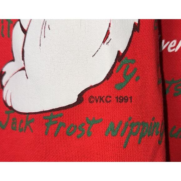 Rare VTG 90s Nutcracker SM Red Ugly Sweater Double Holiday Bear Christmas Lyric - Picture 4 of 7